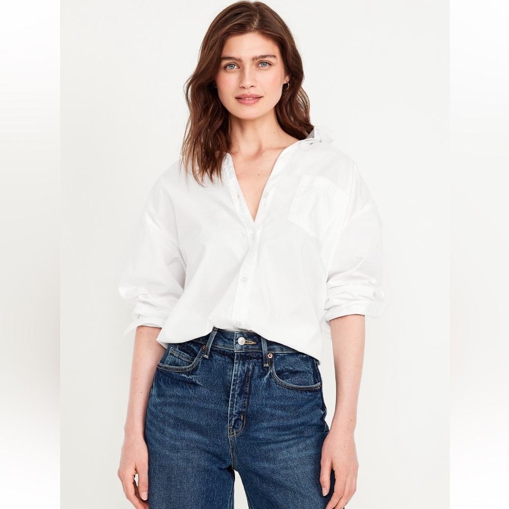 White Oversized Button-down Boyfriend Shirt XS NWOT